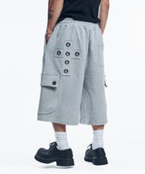 Cross eyelet Bermuda Sweatpants - Gray