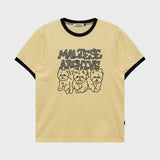 Maltese Archive Line Graphic Ringer Half Sleeve T-shirt