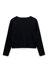 LYLA LAYERED CARDIGAN / BLACK-WHITE