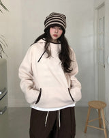Hamong Diagonal Zipper High-Neck Fleece Hood