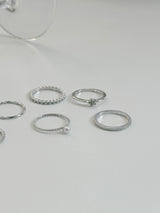[6 set] pearl dot point ring set / flower cubic ring simple daily layered bold
