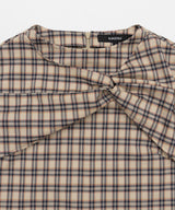 Twisted Check High-neck Top _ BEIGE