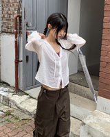 Bucker gauze リネンフード付き長袖シャツ