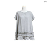 (2color) Dot Frill Flare Short Sleeve Tee