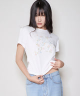 フローラルイニシャルTシャツ