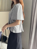 モアング カット パフ フレア Tシャツ