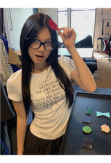 リボンレタリングラウンド半袖Tシャツ