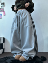 フリース❤トラックビッグポケットロングワイドバルーンパンツ 🖤🩶💛4カラー