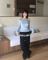 オキム チェッカーフリル レイヤード スウェットパンツ