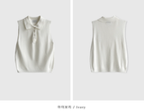 Weekly Half-Open Collar Sleeveless Knit / 2 colors