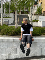 V neck collar knit vest 4C