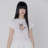 CAT WITH A FLOWER T SHIRT