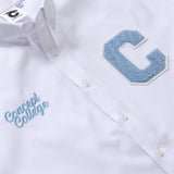 スカイブルーCパッチホワイトオックスフォードショートスリーブシャツ [Unisex]