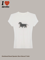 ダックスフント ラウンド スパンデックス Tシャツ