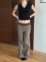 Low rise banding flare pants(3color)
