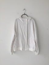button flower hood zip-up