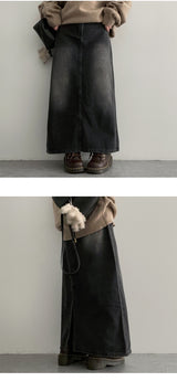 [High quality!] Lofe washing denim long skirt