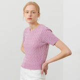 CABLE HALF KNIT LILAC
