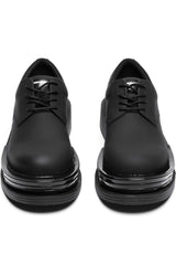 Black Leather Chunky Derby Shoes