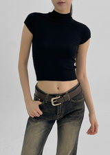 [MADE] Shopping Nagrang Half-neck Short-sleeved Knit