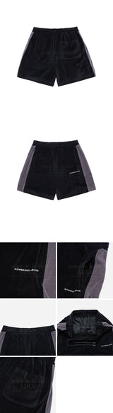 LOGO NEEDLEWORK VELOUR SHORT PANTS BLACK