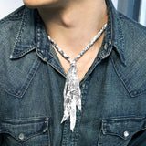 [hand made] paisley bandana knot necklace white