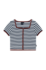 SQUARE NECK STRIPE CARDIGAN