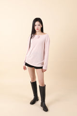 Loose Fit Corsage Knit Pink