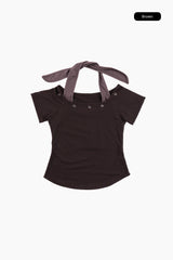 シエルアイレットホルタークロップTシャツ