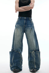 Washed Crackle Blade Jeans