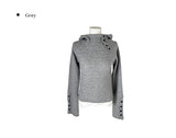 [Fleece/Sleeves Button] Rambo Brushed High Neck Ribbed Button Hood Knit