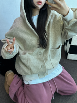 テリーシープ🐑☁🤎フーディーカーディガンジャケット🤎💛🖤3カラー