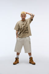 Weekend warrior typography printing washing short pants (Oatmeal)