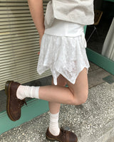 ダーケンレースカンカンリボンシャーリングフレアミニスカート