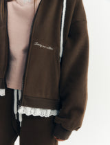 Fluffy Zip-Up Hoodie (Brown)
