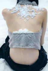 Muffler Knit Halter Top / Grey
