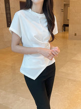 Chable Shirring Wrap Span Short Sleeve T-Shirt