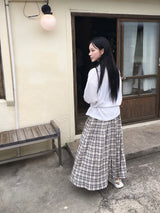 Maple Check Banded Shirred Skirt (3c)
