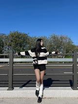 [UNISEX] タケハチダンガラストライプドカラーネックロングスリーブニット (5 colors)