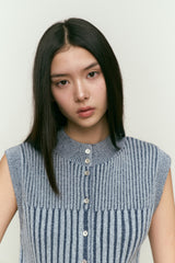 CHERRY CAP SLEEVE KNIT VEST [SKY]