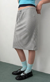 STRIPE STRING MIDI SKIRT