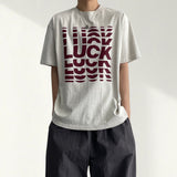Luck lettering boxy fit short-sleeved T-shirt