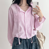 [Shirt-style Jumper☁️] Embossed Jumper Dodo Hooded Shirt String Outerwear (3 colors)