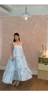 Sky Cloud Cancan Sleeveless Long One Piece