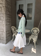 Fiumi Frill Shirring Midi Banding Skirt