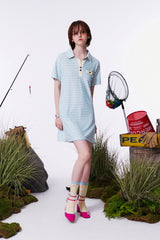 STRIPE TERRY DRESS  [SKY]