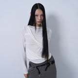 TWIST DRAPE LONG SLEEVE TOP (WHITE)