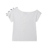 クロスオフショルダー Tシャツ- ホワイト