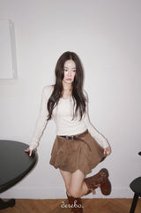 Ivory V-neck Lace Long-sleeved T-shirt