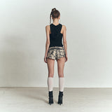 Hole Sleeveless Hoodie [Black]